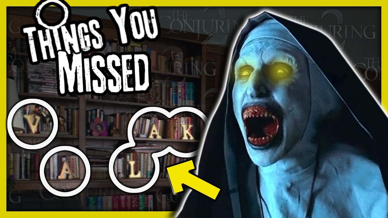 Thumbnail featuring Valak and pointing out hidden letters on a bookshelf in the background.